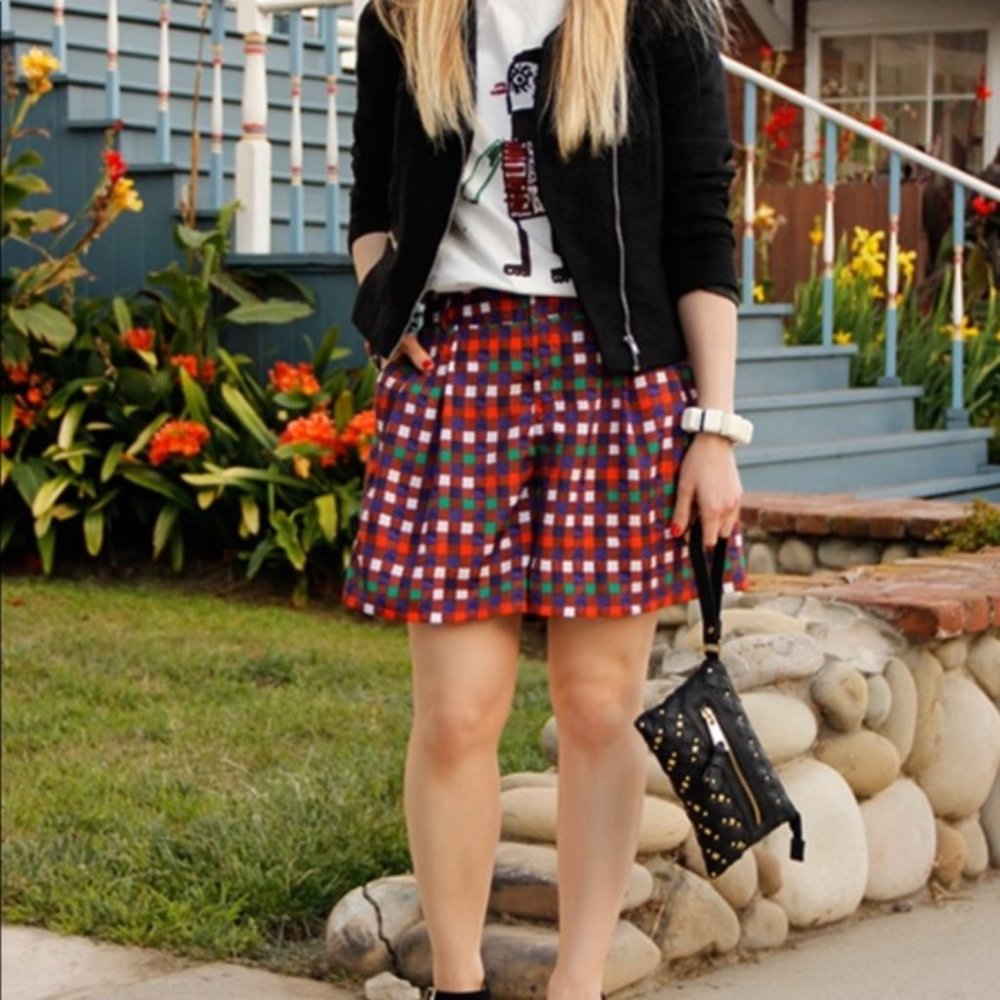 Duro Olowu High Waisted Plaid Shorts